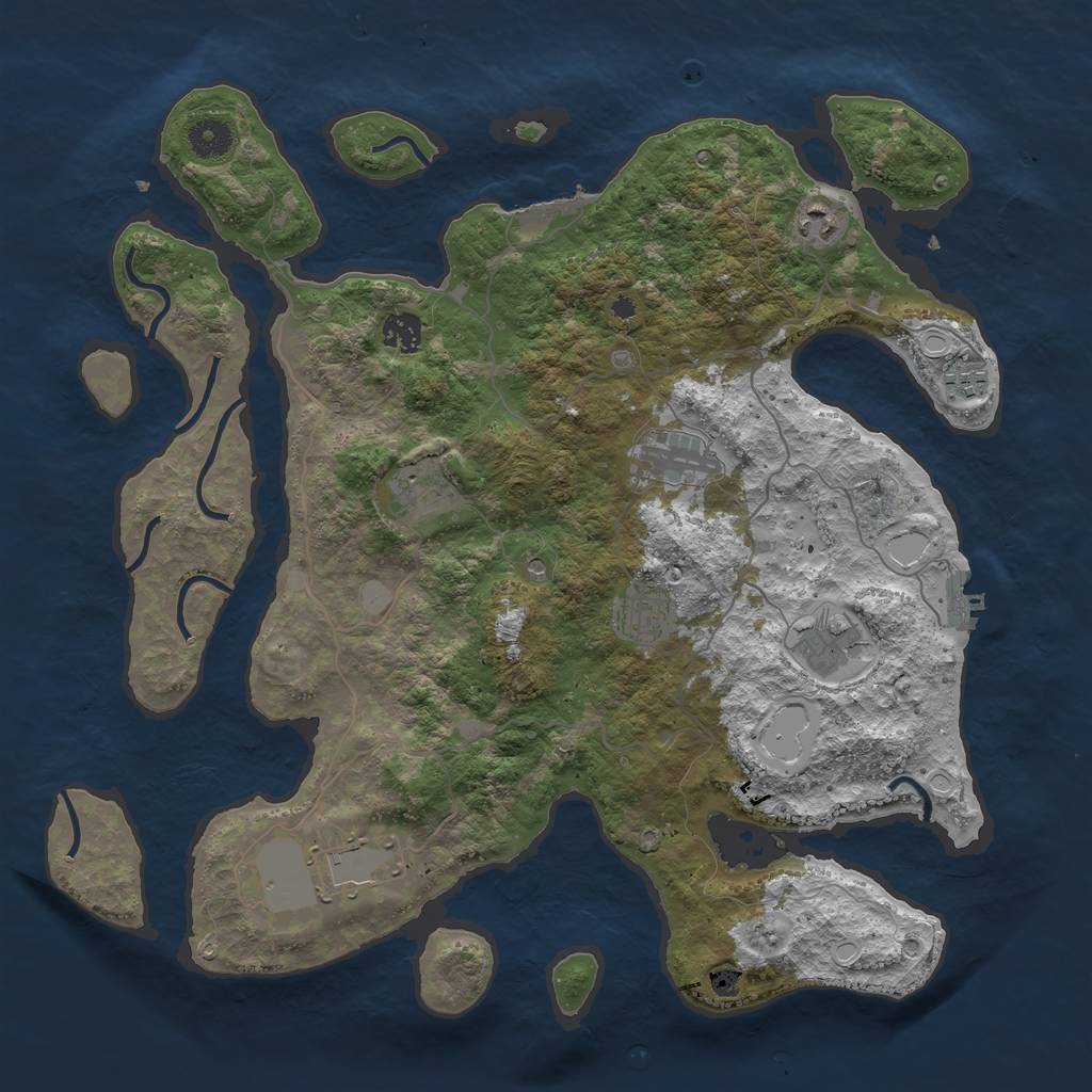Rust Map: Procedural Map, Size: 4000, Seed: 1619, 16 Monuments