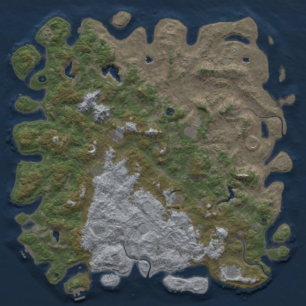 Rust Map: Procedural Map, Size: 6000, Seed: 666047871, 17 Monuments