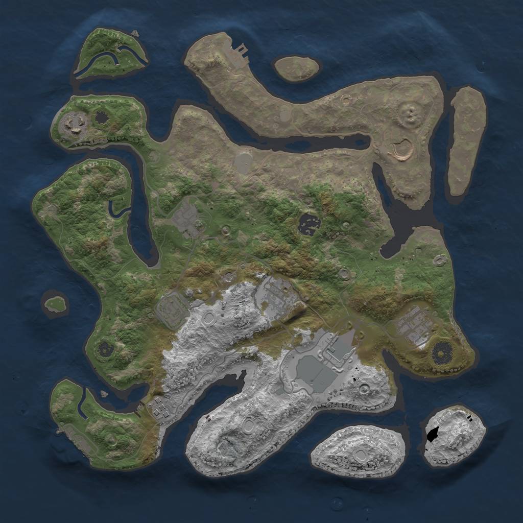 Rust Map: Procedural Map, Size: 3550, Seed: 744166, 17 Monuments