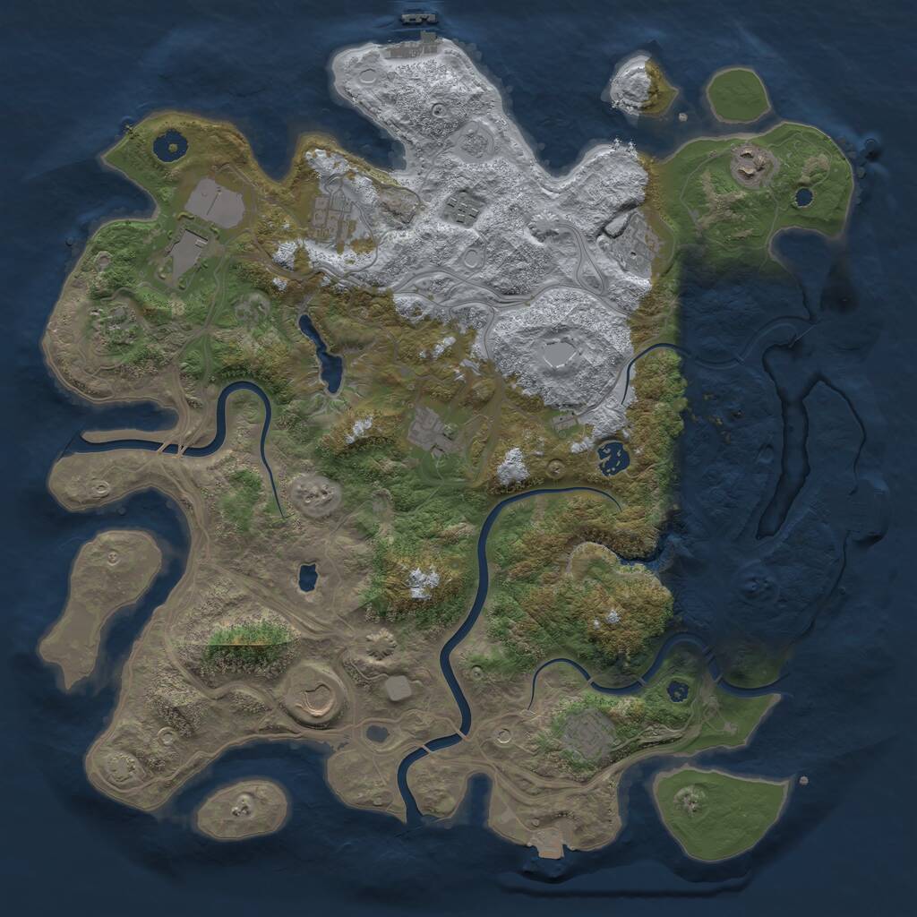 Rust Map: Procedural Map, Size: 4250, Seed: 1912490082, 16 Monuments