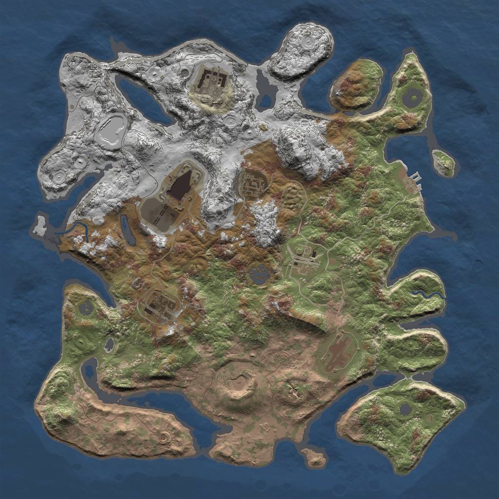 Rust Map: Procedural Map, Size: 3700, Seed: 10104, 13 Monuments