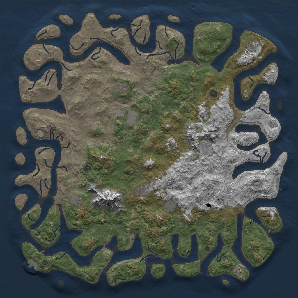Rust Map: Procedural Map, Size: 6000, Seed: 970152709, 19 Monuments