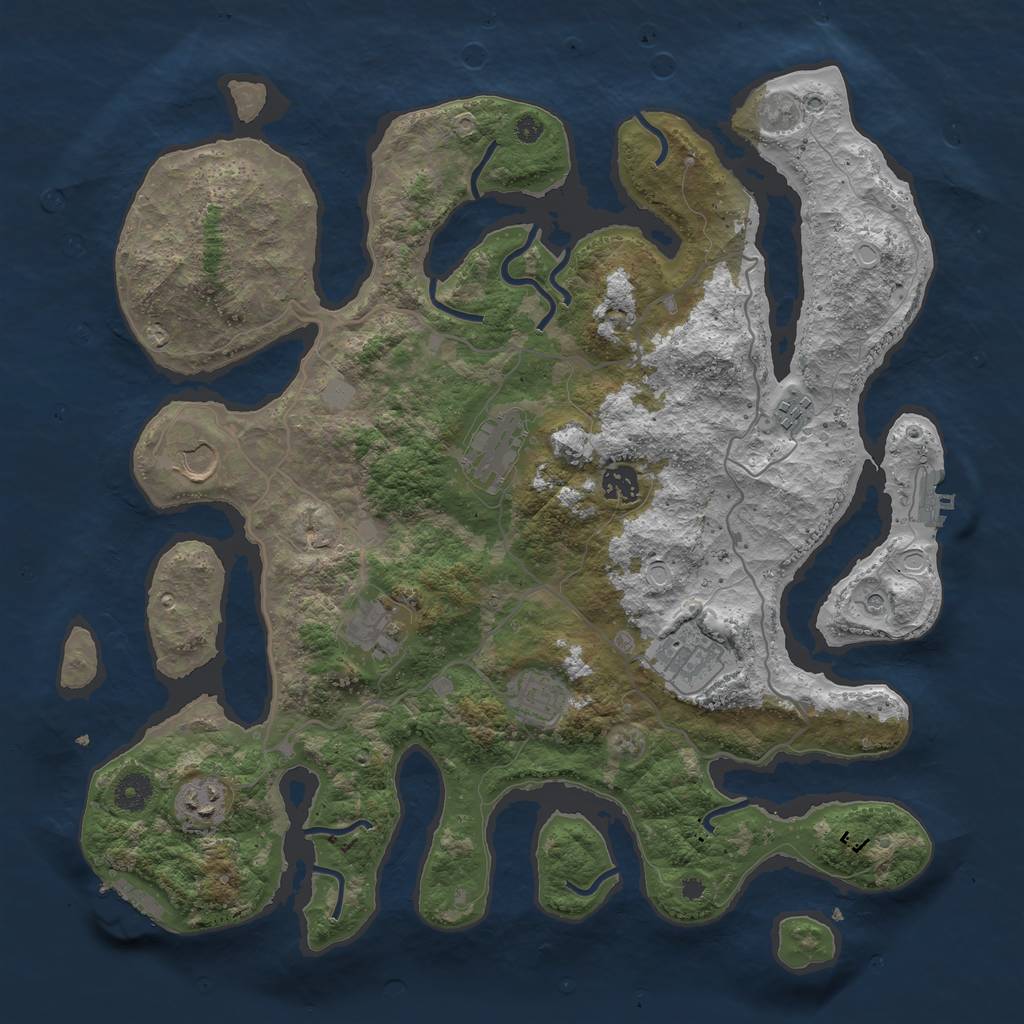Rust Map: Procedural Map, Size: 4000, Seed: 250238, 16 Monuments