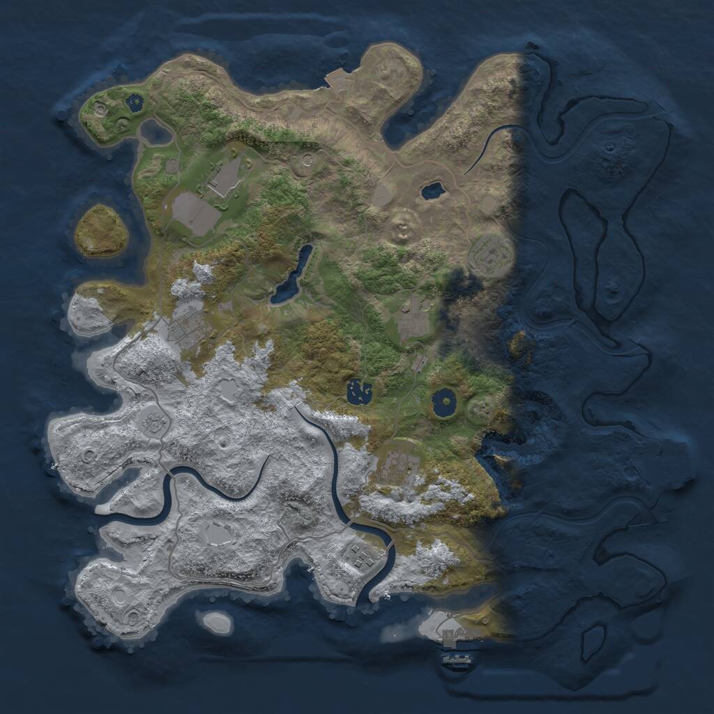 Rust Map: Procedural Map, Size: 4000, Seed: 937407, 12 Monuments