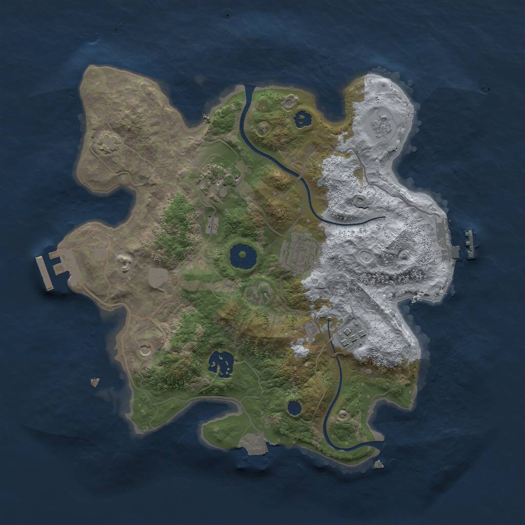 Rust Map: Procedural Map, Size: 3000, Seed: 841457, 10 Monuments