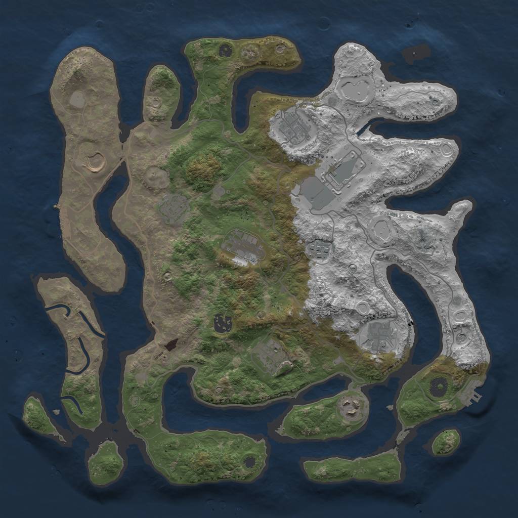 Rust Map: Procedural Map, Size: 4000, Seed: 516487, 18 Monuments