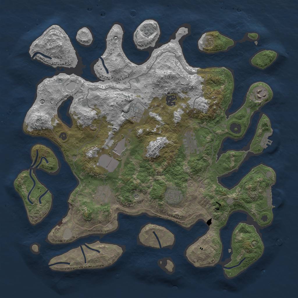Rust Map: Procedural Map, Size: 4000, Seed: 218801, 16 Monuments