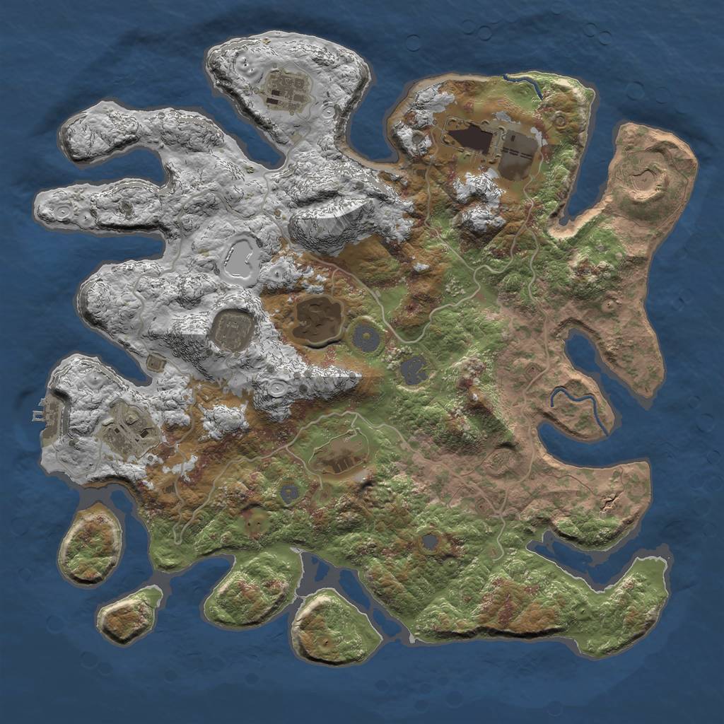 Rust Map: Procedural Map, Size: 4000, Seed: 21, 13 Monuments