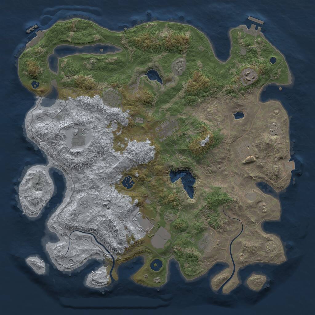 Rust Map: Procedural Map, Size: 4000, Seed: 630274, 15 Monuments