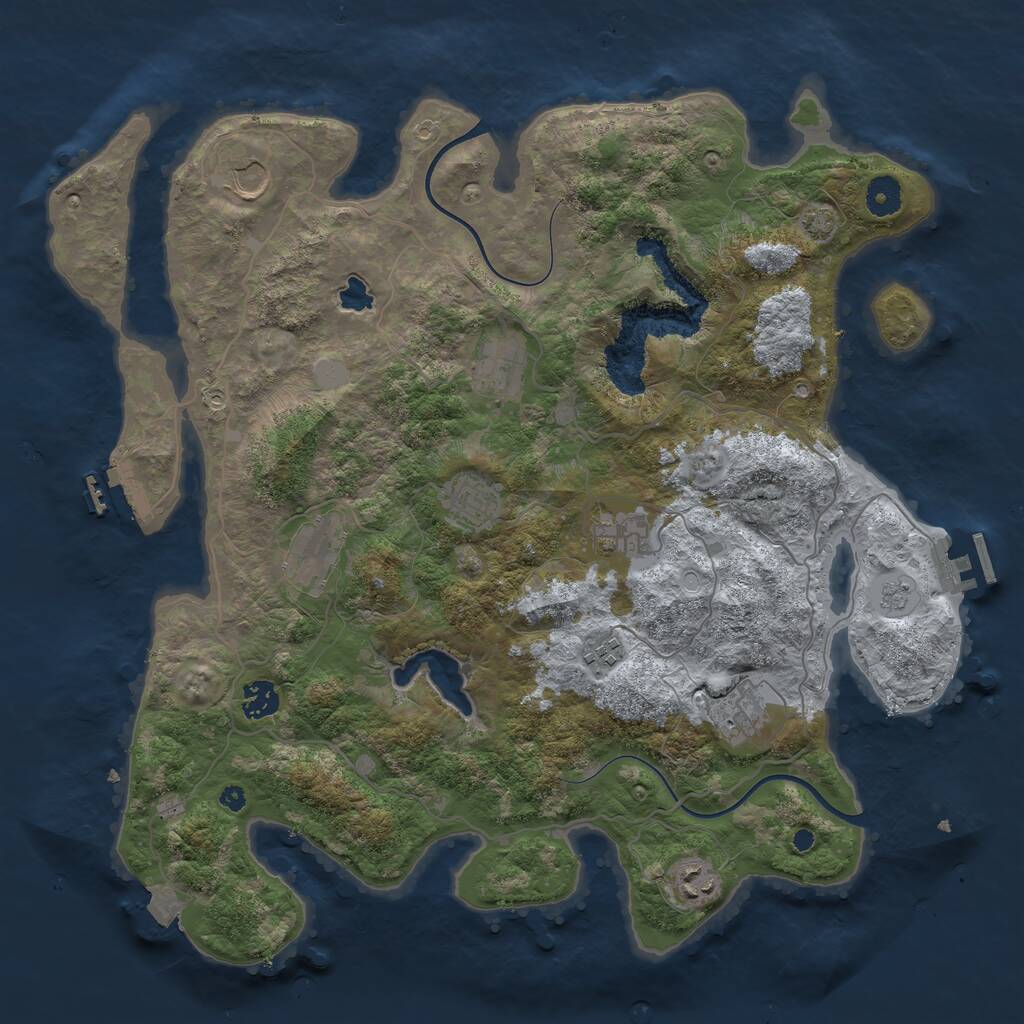 Rust Map: Procedural Map, Size: 4000, Seed: 591039, 14 Monuments