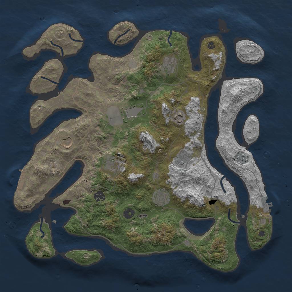 Rust Map: Procedural Map, Size: 4000, Seed: 176897, 17 Monuments