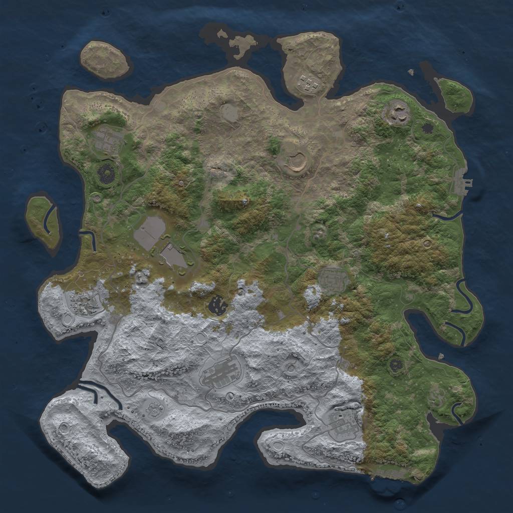 Rust Map: Procedural Map, Size: 4050, Seed: 2147483647, 17 Monuments