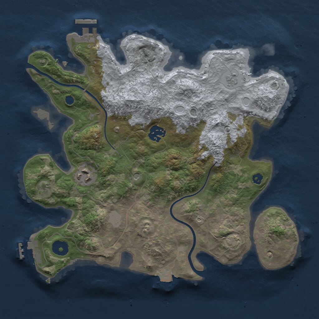 Rust Map: Procedural Map, Size: 3000, Seed: 565965, 8 Monuments