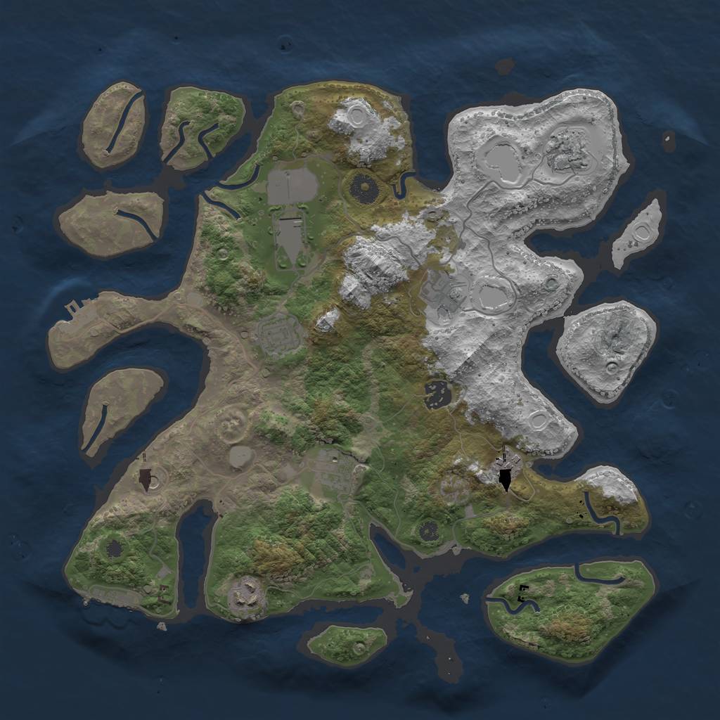 Rust Map: Procedural Map, Size: 3750, Seed: 730245, 16 Monuments