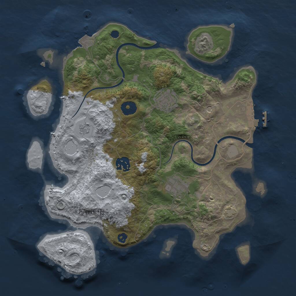 Rust Map: Procedural Map, Size: 3000, Seed: 519832, 8 Monuments
