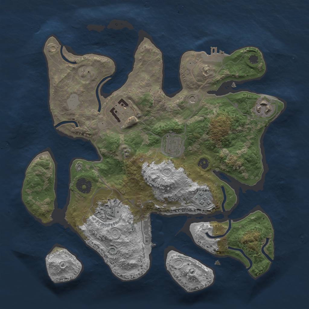 Rust Map: Procedural Map, Size: 3000, Seed: 668767, 13 Monuments