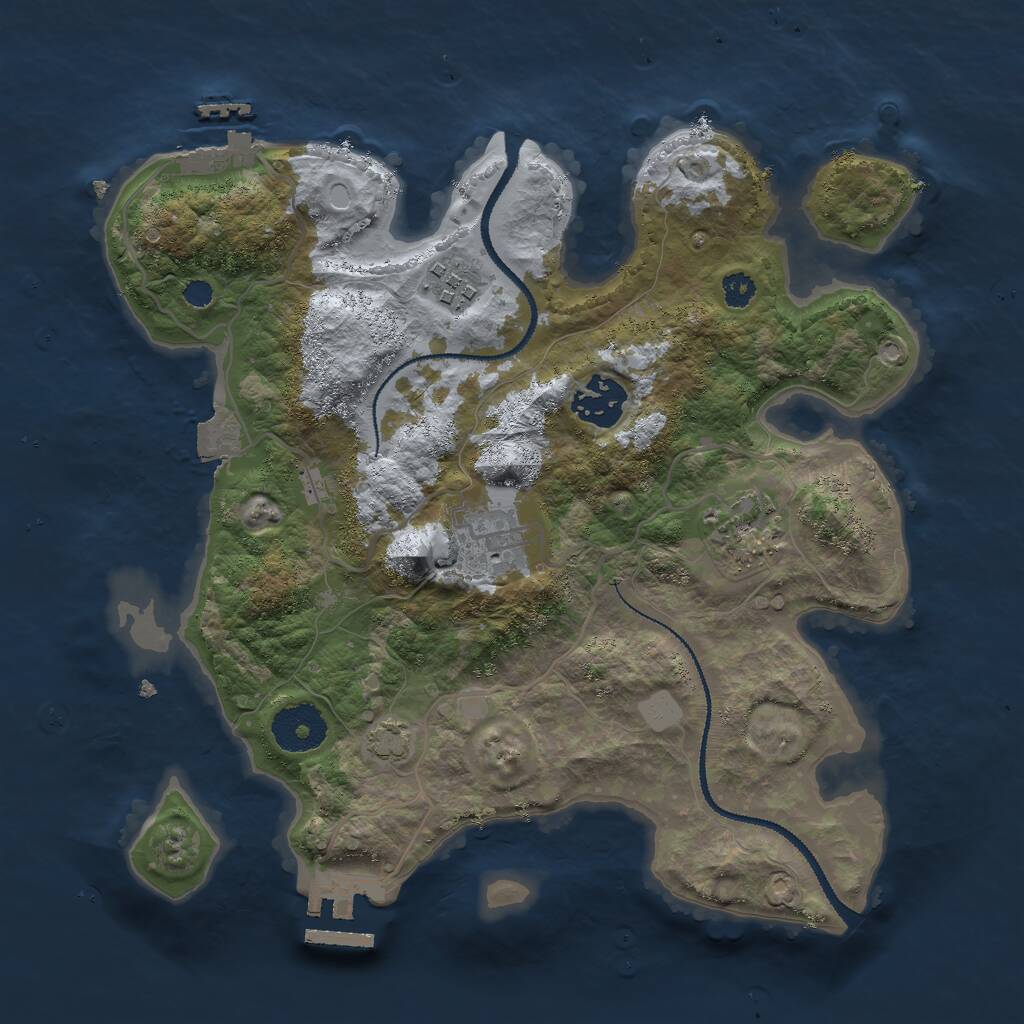Rust Map: Procedural Map, Size: 3000, Seed: 683874, 8 Monuments