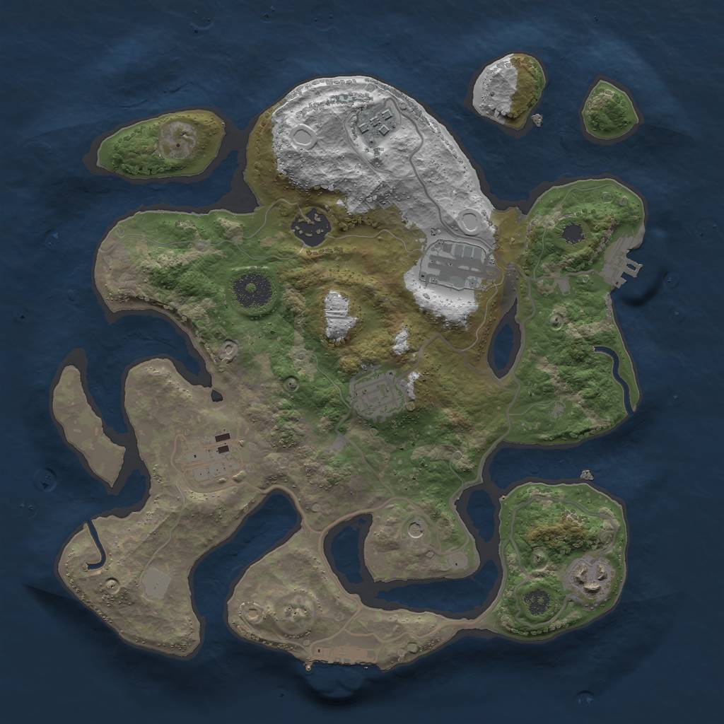 Rust Map: Procedural Map, Size: 3000, Seed: 696258, 14 Monuments