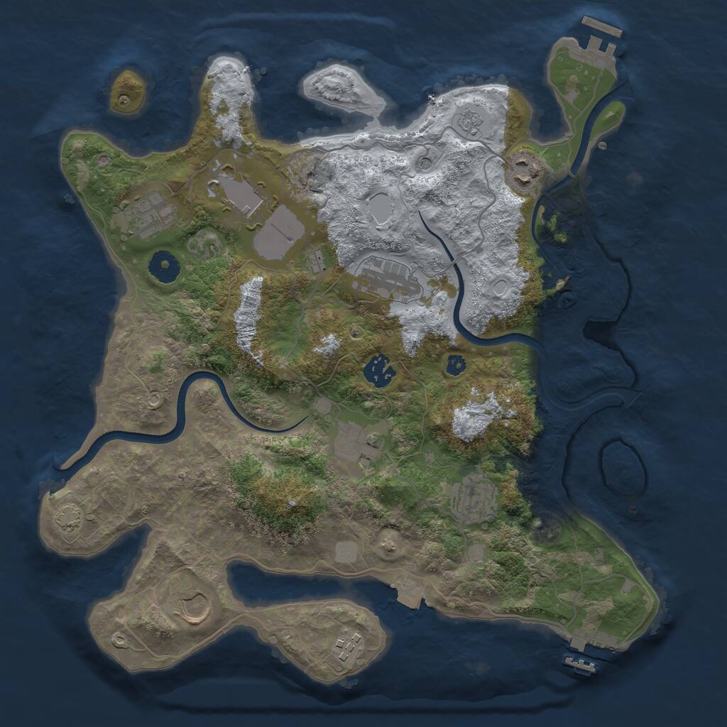Rust Map: Procedural Map, Size: 3550, Seed: 840054, 15 Monuments