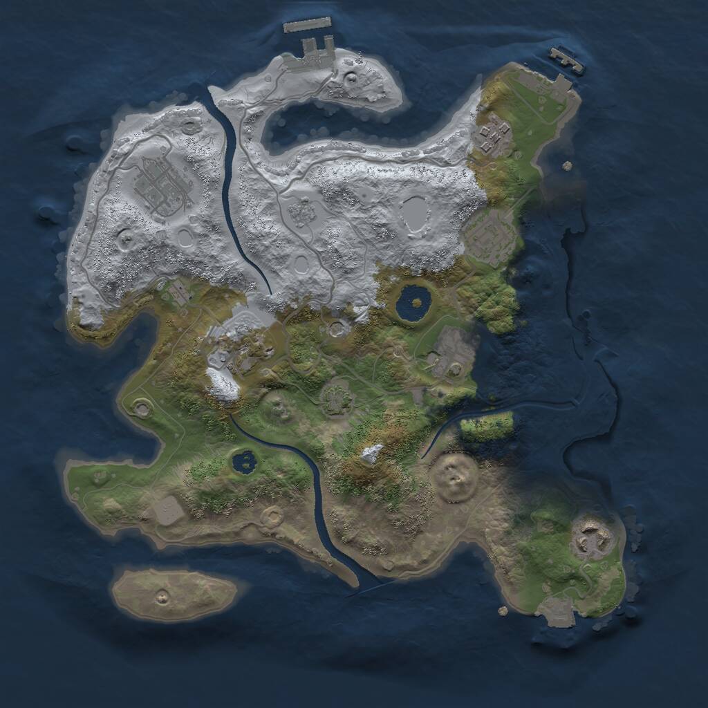 Rust Map: Procedural Map, Size: 3000, Seed: 501738, 12 Monuments
