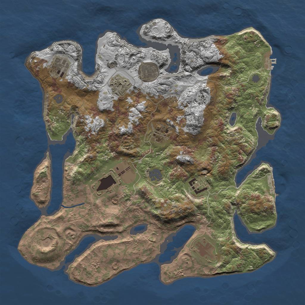 Rust Map: Procedural Map, Size: 3600, Seed: 21345, 15 Monuments