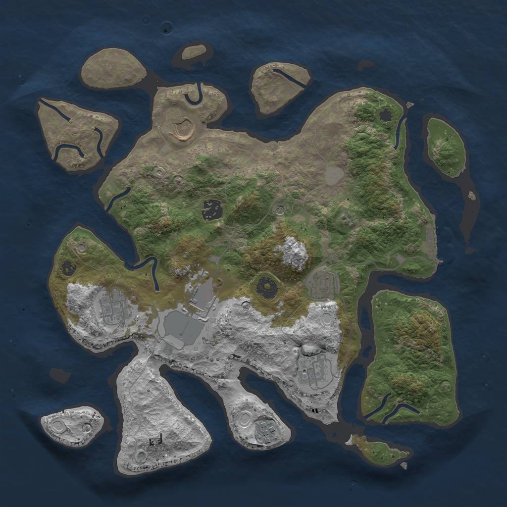 Rust Map: Procedural Map, Size: 3550, Seed: 159012, 14 Monuments