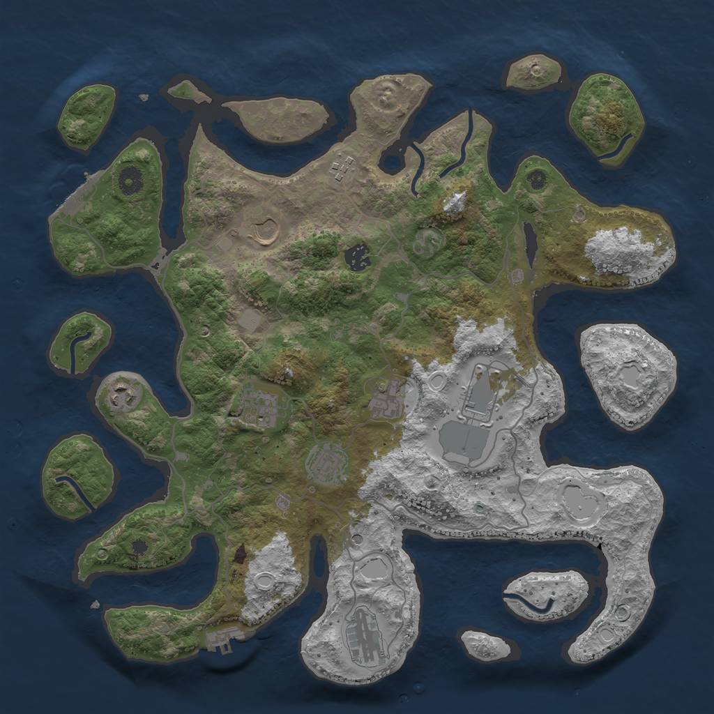Rust Map: Procedural Map, Size: 4000, Seed: 611439, 17 Monuments