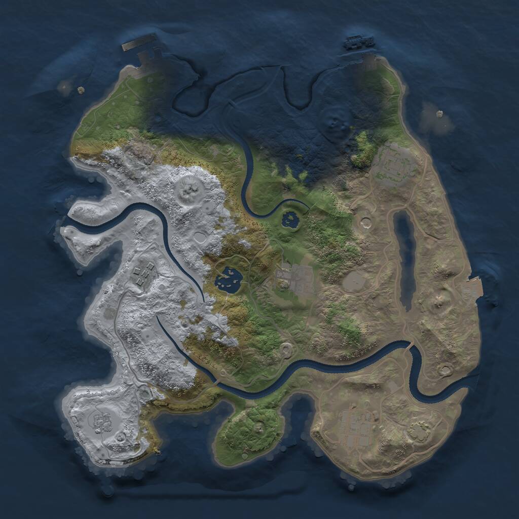 Rust Map: Procedural Map, Size: 3000, Seed: 298555, 11 Monuments
