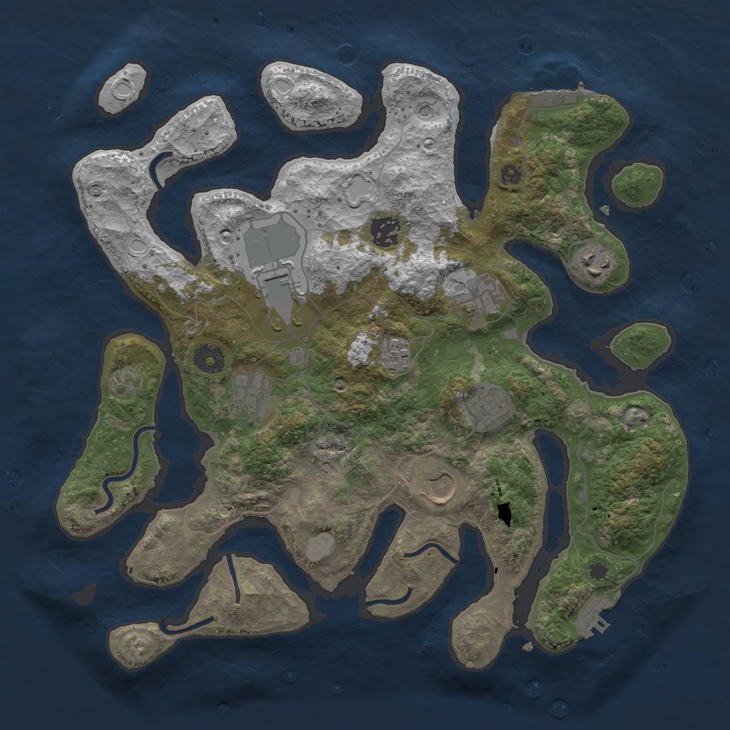 Rust Map: Procedural Map, Size: 3550, Seed: 513087, 16 Monuments