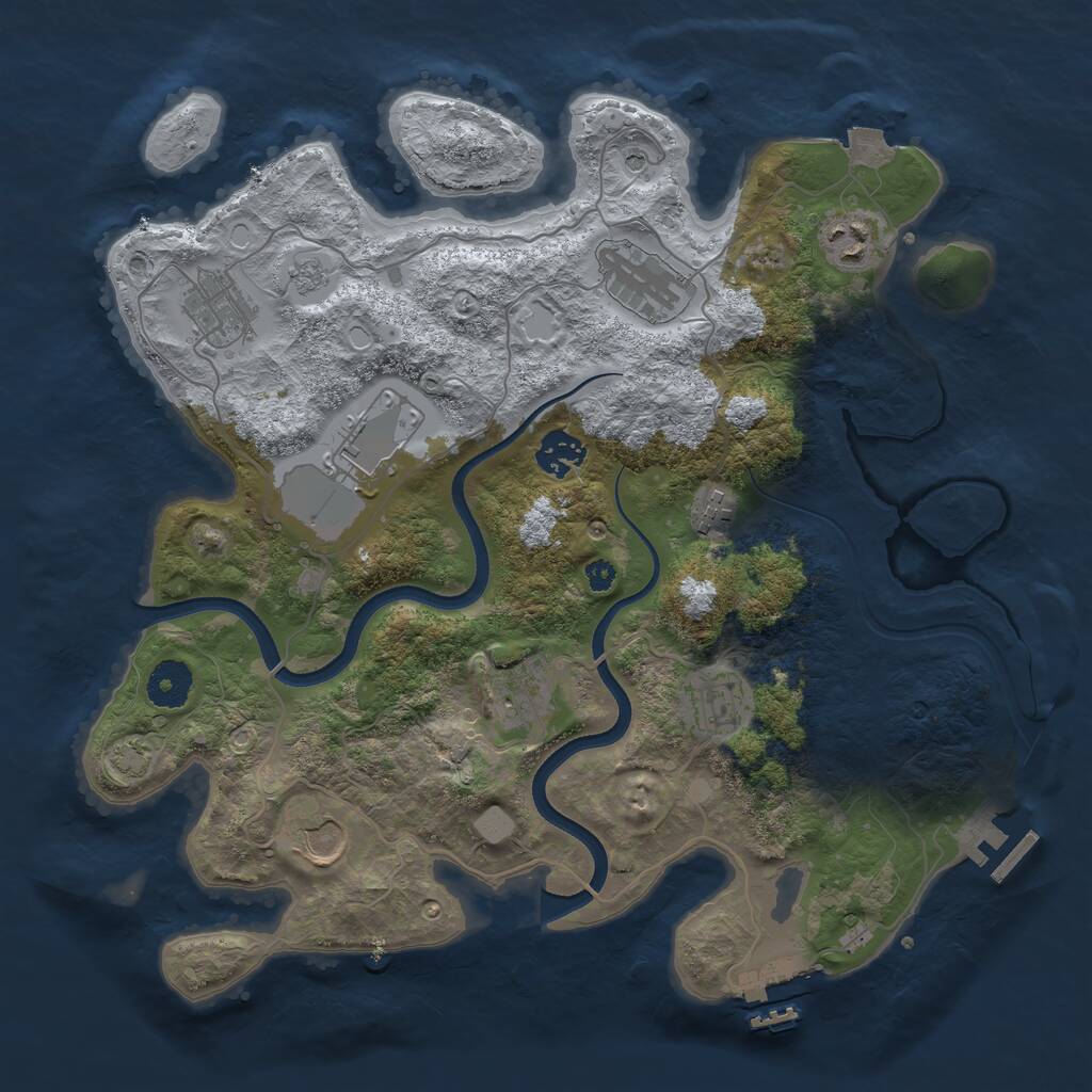 Rust Map: Procedural Map, Size: 3550, Seed: 513087, 15 Monuments