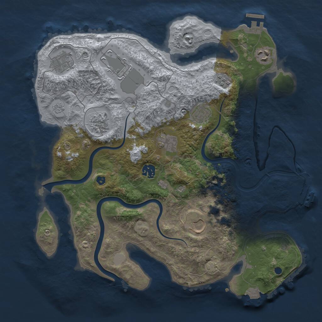 Rust Map: Procedural Map, Size: 3550, Seed: 975522, 15 Monuments