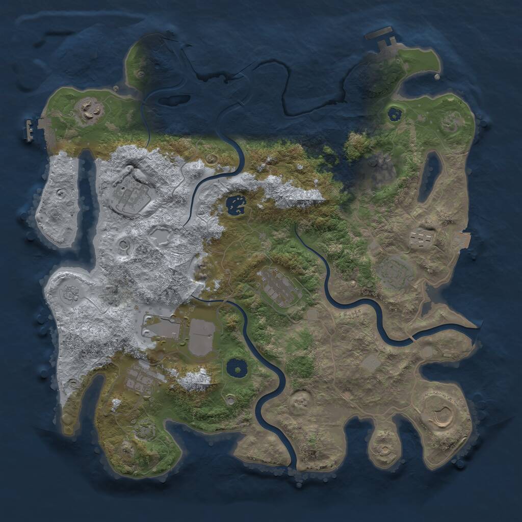 Rust Map: Procedural Map, Size: 3800, Seed: 1157574, 16 Monuments