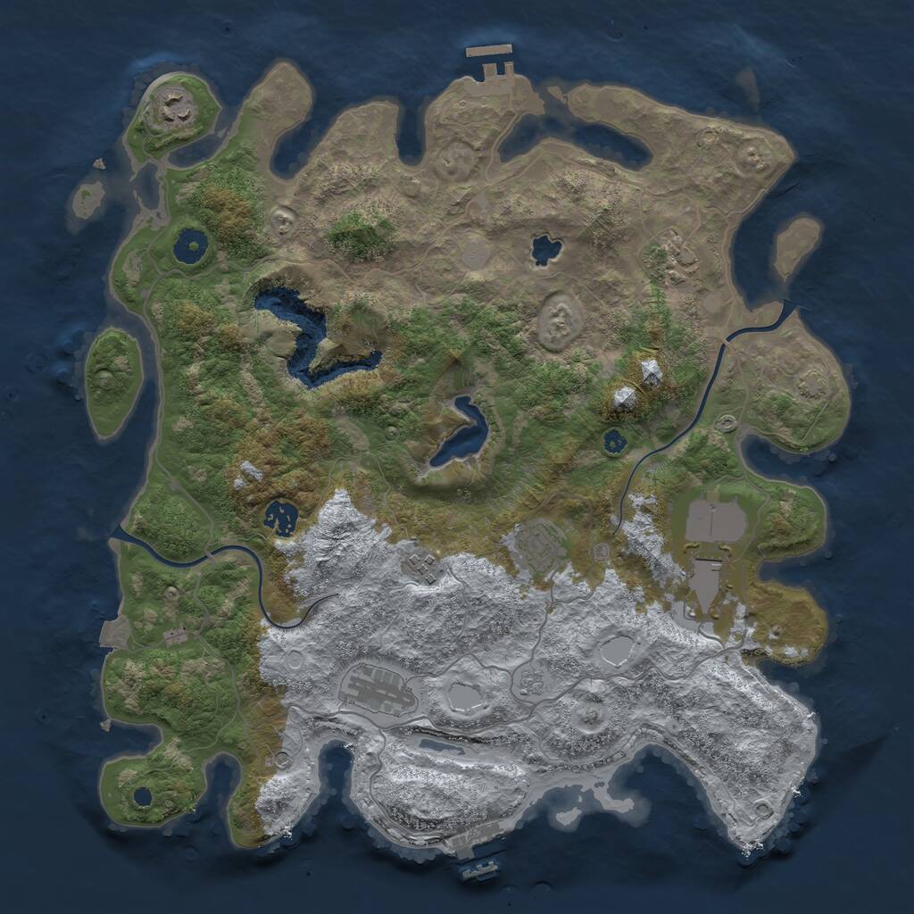 Rust Map: Procedural Map, Size: 4000, Seed: 780548, 13 Monuments