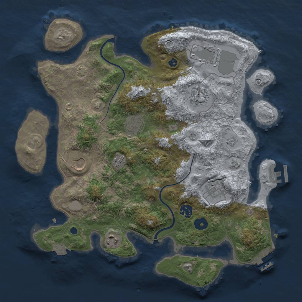 Rust Map: Procedural Map, Size: 3500, Seed: 9123183, 14 Monuments