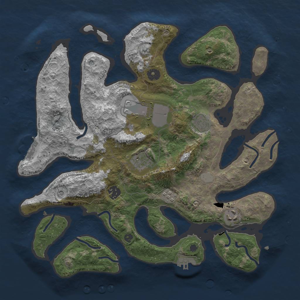 Rust Map: Procedural Map, Size: 3550, Seed: 809085, 14 Monuments