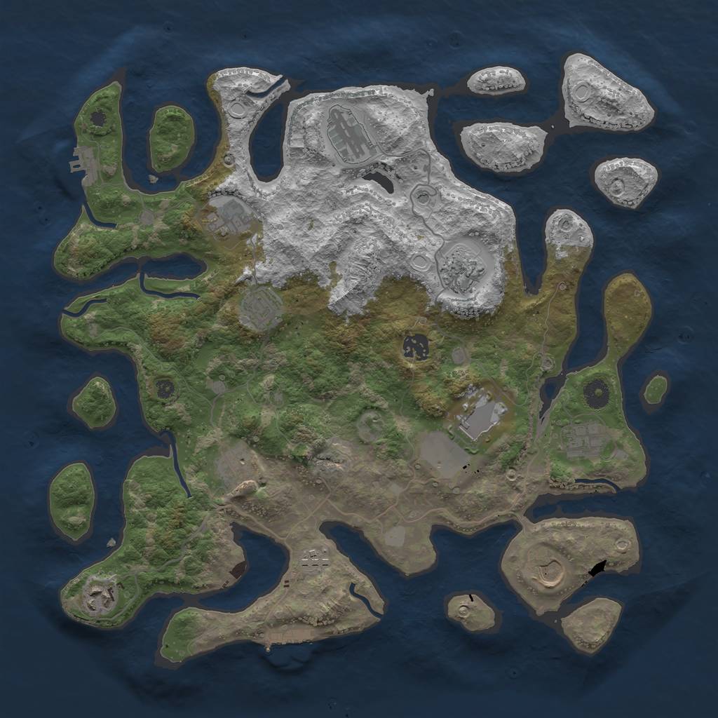 Rust Map: Procedural Map, Size: 3950, Seed: 1114673266, 19 Monuments