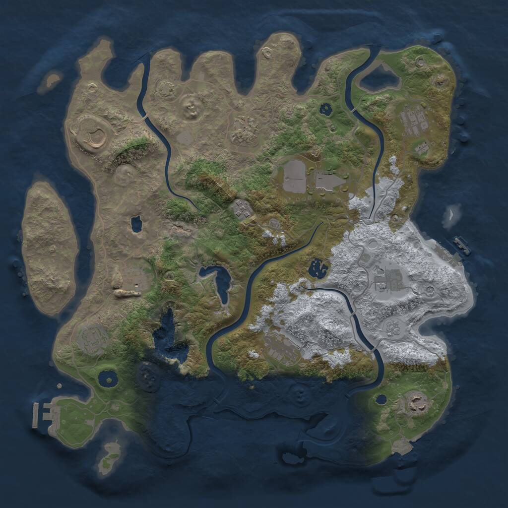 Rust Map: Procedural Map, Size: 4000, Seed: 302308, 17 Monuments