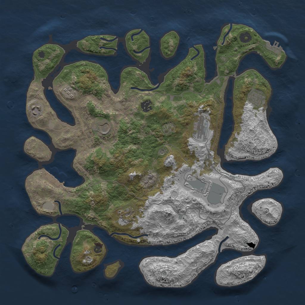 Rust Map: Procedural Map, Size: 4000, Seed: 198561, 16 Monuments
