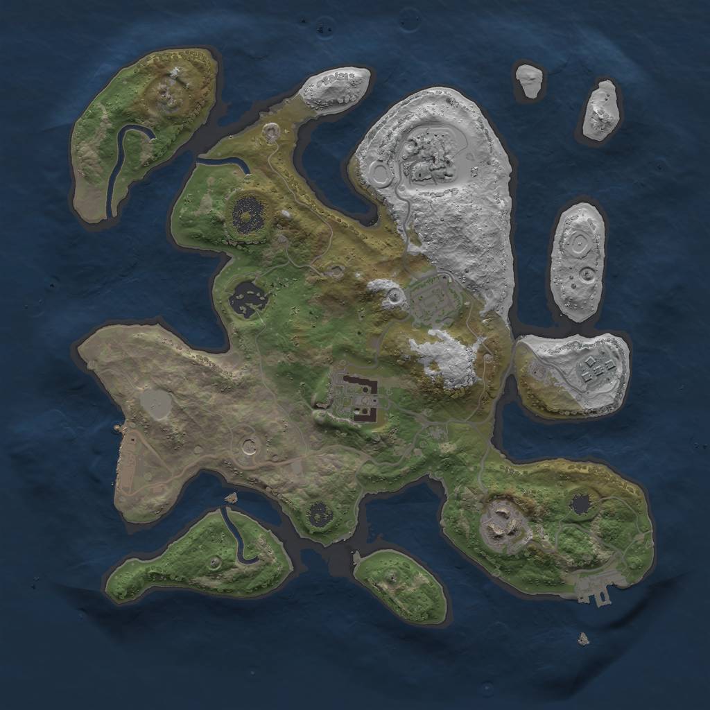 Rust Map: Procedural Map, Size: 3000, Seed: 1017252922, 14 Monuments