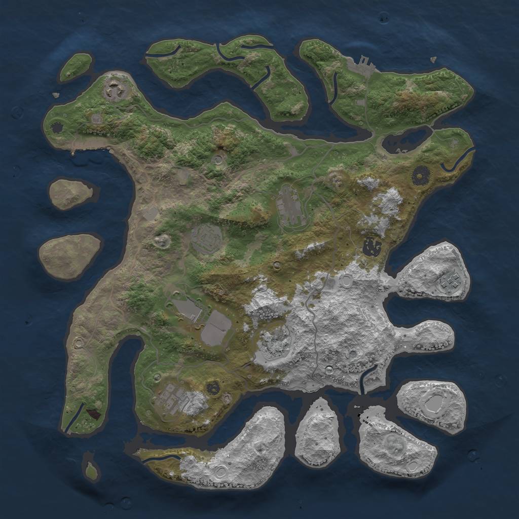 Rust Map: Procedural Map, Size: 4000, Seed: 42422424, 16 Monuments