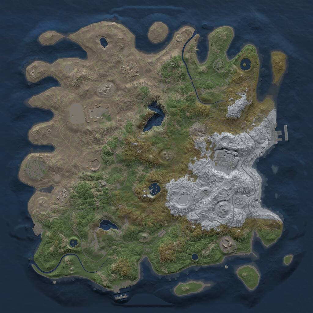 Rust Map: Procedural Map, Size: 4000, Seed: 57600, 14 Monuments