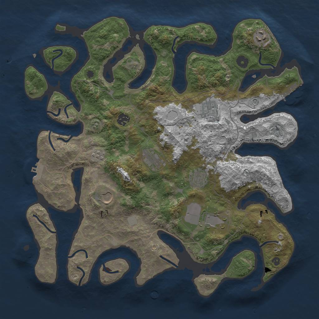 Rust Map: Procedural Map, Size: 4000, Seed: 605587, 16 Monuments
