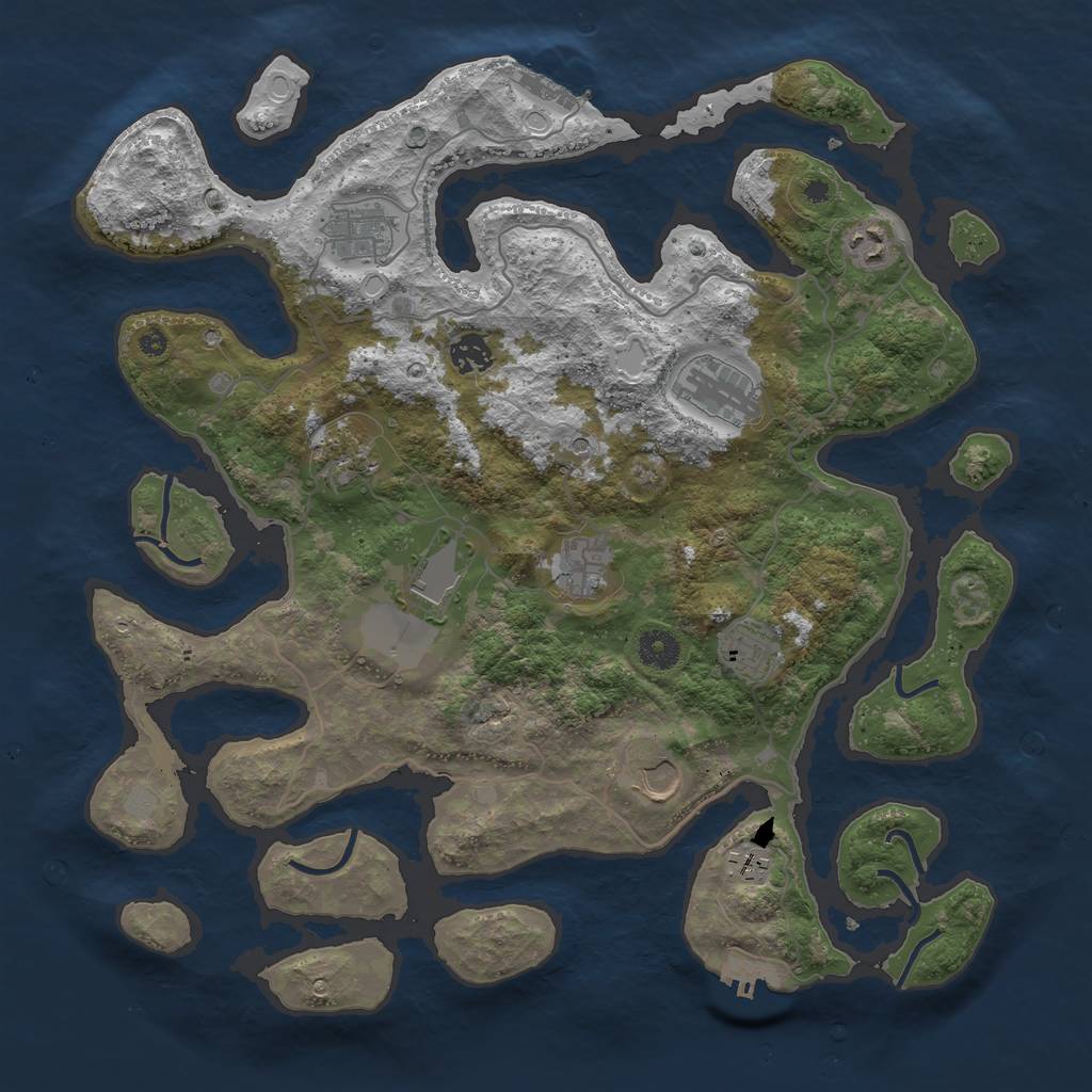 Rust Map: Procedural Map, Size: 4000, Seed: 213781380, 18 Monuments
