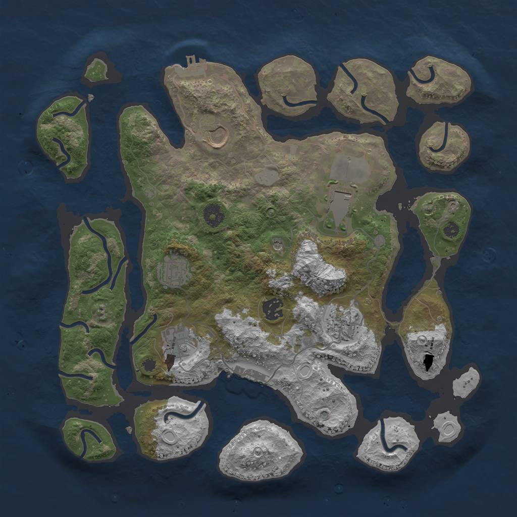 Rust Map: Procedural Map, Size: 3550, Seed: 904854, 14 Monuments