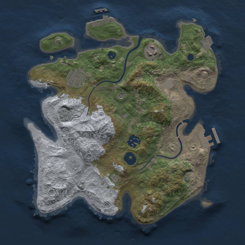 Rust Map: Procedural Map, Size: 3000, Seed: 689315984, 10 Monuments