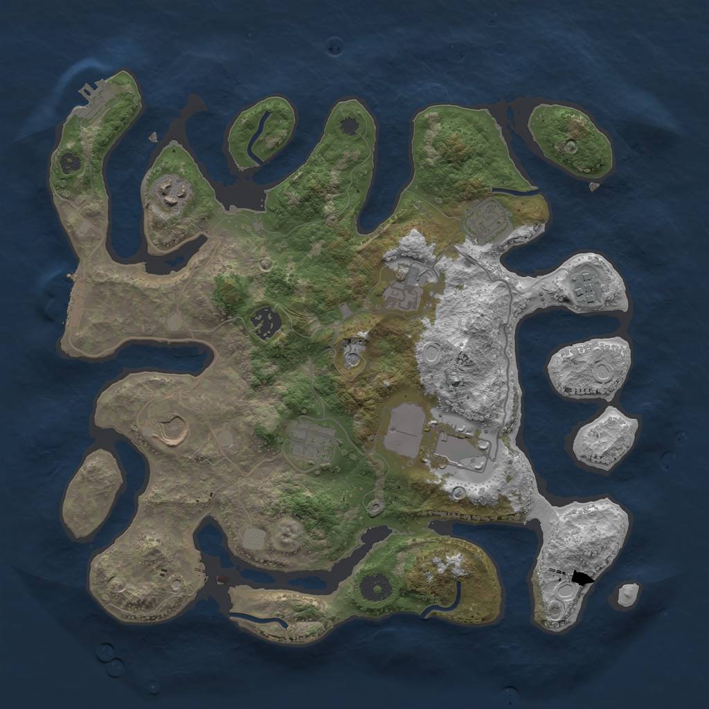 Rust Map: Procedural Map, Size: 3550, Seed: 115662, 16 Monuments