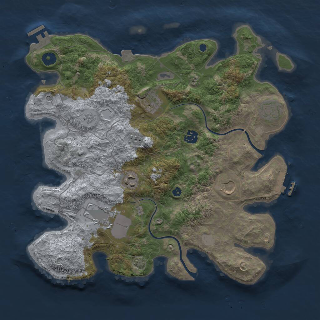 Rust Map: Procedural Map, Size: 3550, Seed: 651436, 13 Monuments