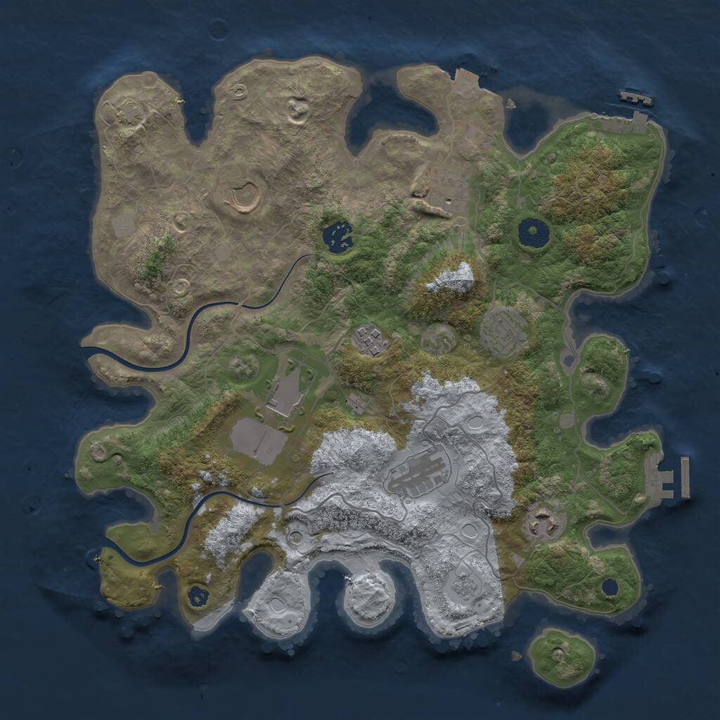 Rust Map: Procedural Map, Size: 3500, Seed: 1906212770, 14 Monuments