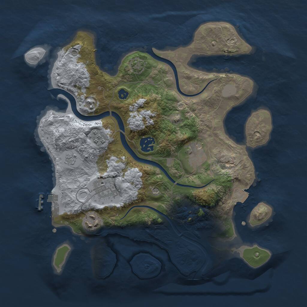 Rust Map: Procedural Map, Size: 3000, Seed: 44561, 10 Monuments
