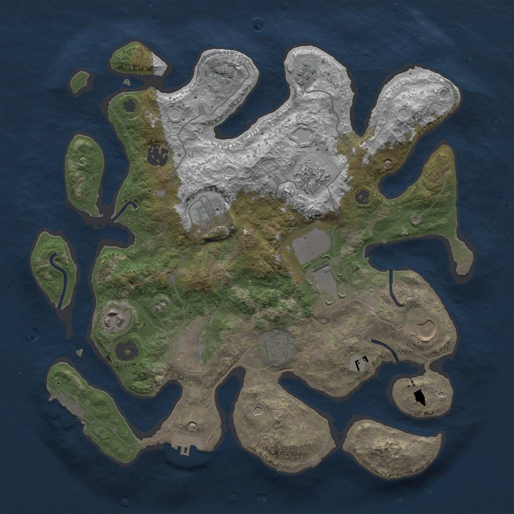 Rust Map: Procedural Map, Size: 3550, Seed: 983025, 17 Monuments
